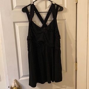 Torrid polka dot baby doll stretch top with cross back straps